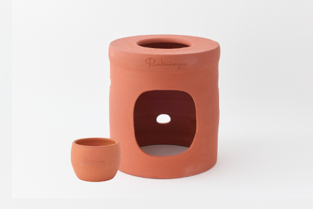 黄土椅子と壺セット